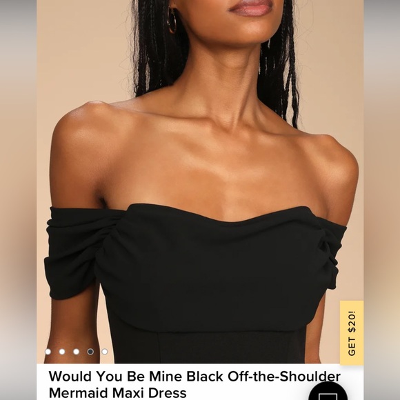 Lulu Black off the shoulder dress size Medium - Picture 4 of 7